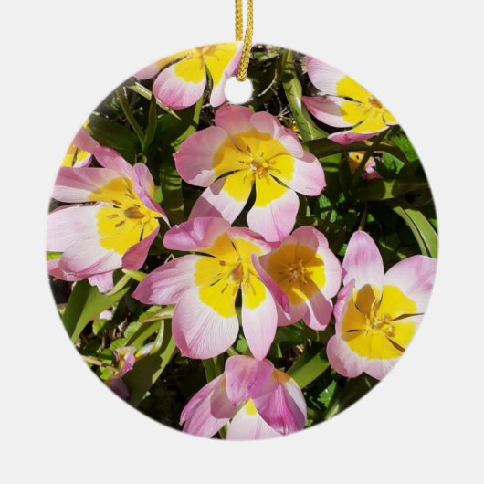 Roze en gele bloemen Ornament (Voorkant)