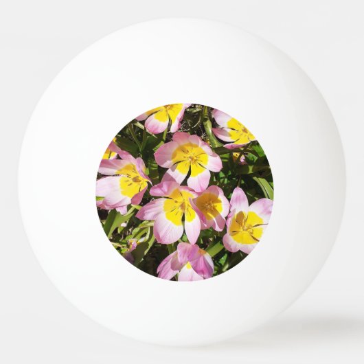 Roze en gele bloemen pingpongbal (Voorkant)