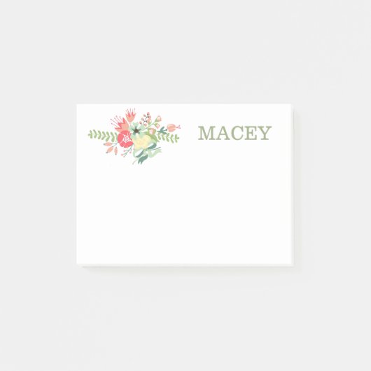 Roze en gele bloemen post-it® notes (Voorkant)