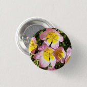 Roze en gele bloemen ronde button 3,2 cm (Voorkant /achterkant)