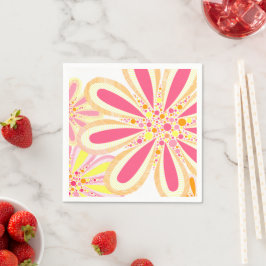Roze en gele bloemen servet