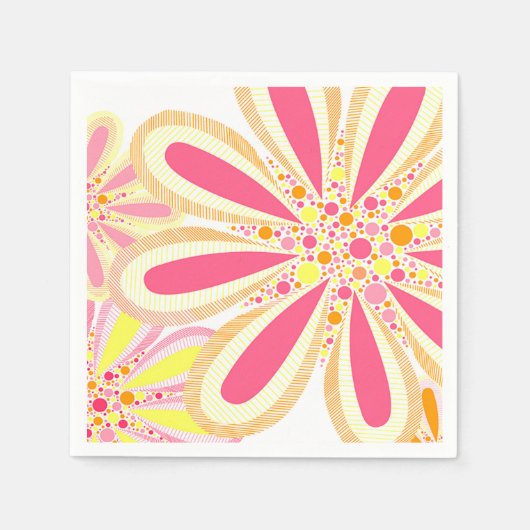 Roze en gele bloemen servet (Voorkant)