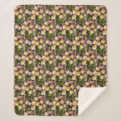 Roze en gele bloemen Sherpa Blanket Deken (Voorkant)