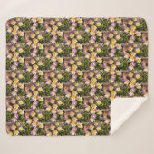 Roze en gele bloemen Sherpa Blanket Deken (Voorkant (horizontaal))