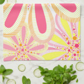 Roze en gele bloemen theedoek (Gevouwen)