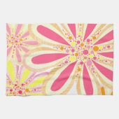 Roze en gele bloemen theedoek (Horizontaal)