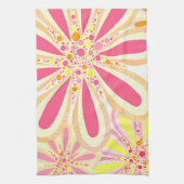 Roze en gele bloemen theedoek (Verticaal)