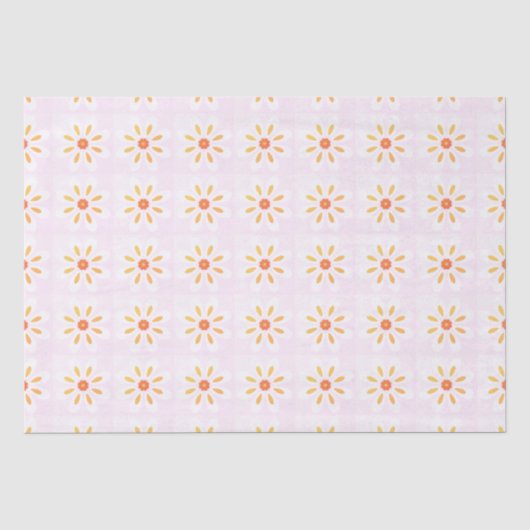 Roze en gele bloemen tissuepapier (Voorkant)