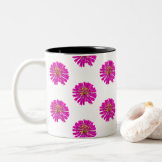 Roze en Gele Bloemen Tweekleurige Koffiemok
