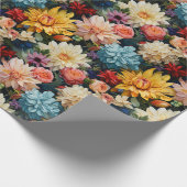 Roze en Gele Bloemen Verpakkend Document Cadeaupapier (Hoek)