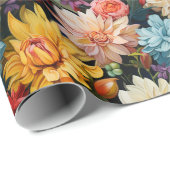 Roze en Gele Bloemen Verpakkend Document Cadeaupapier (Rol Hoek)