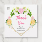 Roze en Gele Bloemen Vrijgezellenfeest Dank u Bedankjes Labels (Voorkant)