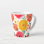 Roze en Gele Bloemen Waterverf Latte Mok (Rechterhoek)
