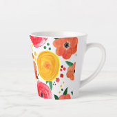 Roze en Gele Bloemen Waterverf Latte Mok (Rechts)