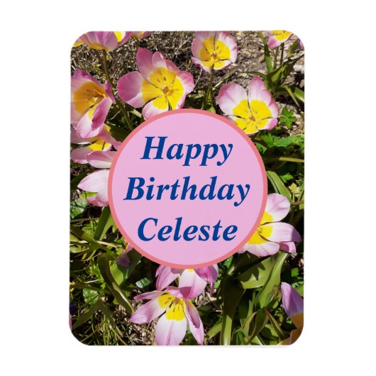 Roze en gele bloemen, zondag magneet (Verticaal)