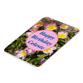 Roze en gele bloemen, zondag magneet (Linkerzijde)