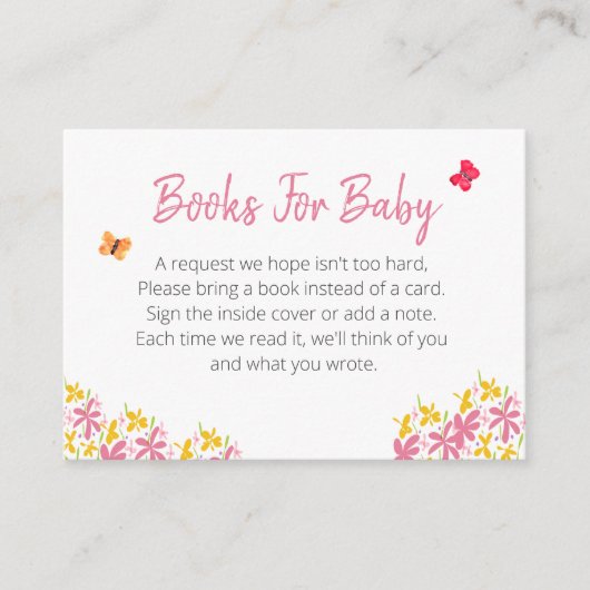  roze en gele bloemenboeken voor Baby Informatiekaartje (Voorkant)