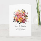 Roze en Gele Bloemenbruiloft Bedankkaart (Voorkant)