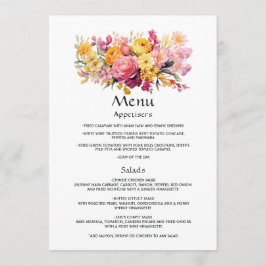 Roze en Gele Bloemenbruiloft Menu