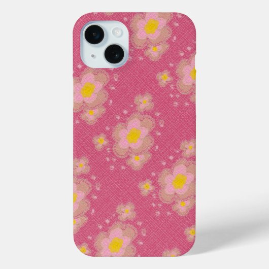 Roze en gele bloemendesign Case-Mate iPhone case (Achterkant)