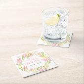 Roze en Gele Bloemenkrans Bruidsdouche Kartonnen Onderzetters (Insitu)