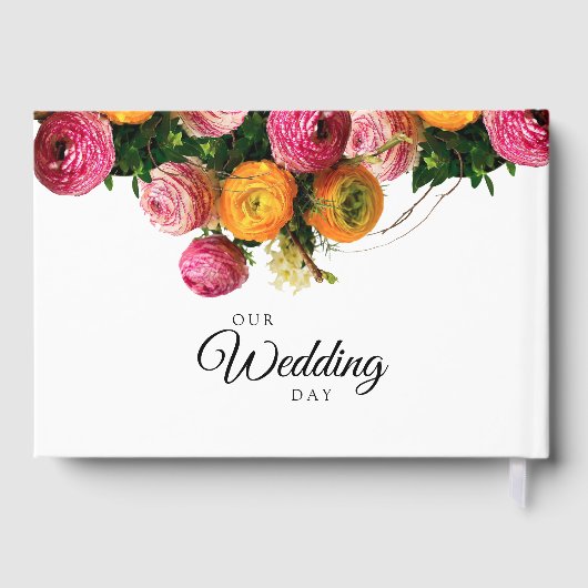 Roze en Gele Bloementuin Gastenboek (Achterkant)