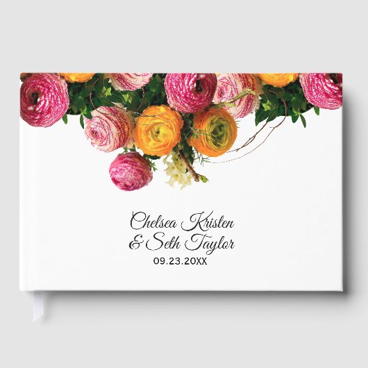 Roze en Gele Bloementuin Gastenboek (Voorkant)