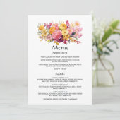 Roze en Gele Bloemige Bruiloft Menu (Staand voorkant)