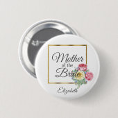 Roze en Gele Bloemige Moeder van de Bruid Ronde Button 5,7 Cm (Voorkant /achterkant)