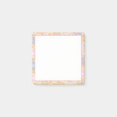 Roze en gele bloempatronen Post-It Notes (Voorkant)