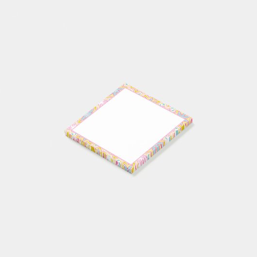 Roze en gele bloempatronen Post-It Notes (Schuin)