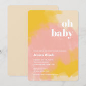 Roze en gele Boho Baby shower Uitnodiging (Voorkant / Achterkant)