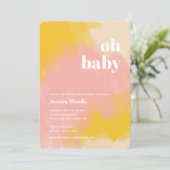 Roze en gele Boho Baby shower Uitnodiging (Staand voorkant)