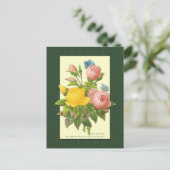 Roze en gele botanische Rozen Blank Briefkaart (Staand voorkant)