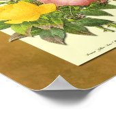 Roze en gele botanische Rozen Faux Parchment Art Poster (Hoek)
