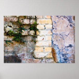 Roze en gele Brick Wall HDR Poster
