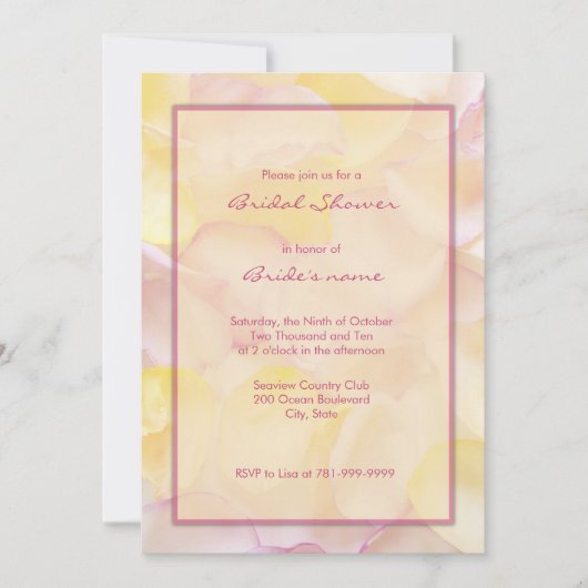 Roze en Gele Bridal Shower Invitations Kaart (Voorkant)
