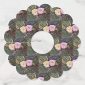 Roze en Gele Cactus Bloemen Wijnglaslabel (Voorkant)