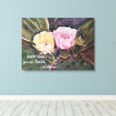 Roze en gele Cactus Flowers in Waterverven Canvas Afdruk (Insitu (Houten vloer))