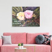 Roze en gele Cactus Flowers in Waterverven Canvas Afdruk (Insitu (Woonkamer))