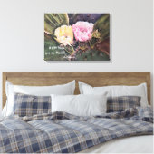 Roze en gele Cactus Flowers in Waterverven Canvas Afdruk (Insitu (Slaapkamer))