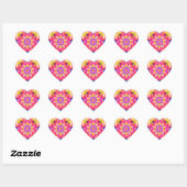 Roze en gele caleidoscoop Fractal Stickers (Vel)