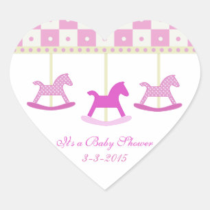 Roze en gele carrousel: baby shower Stickers
