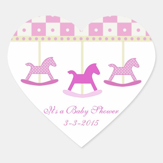 Roze en gele carrousel: Baby showers Stickers (Voorkant)