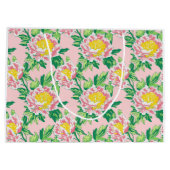 Roze en Gele Chinoiserie Bloemen Groot Cadeauzakje (Achterkant)