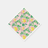 Roze en Gele Chinoiserie Bloemen Servet (Hoek)