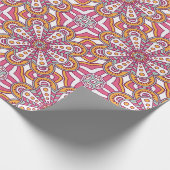 Roze en gele cirkel Mandala Cadeaupapier (Hoek)