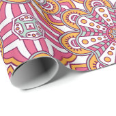 Roze en gele cirkel Mandala Cadeaupapier (Rol Hoek)