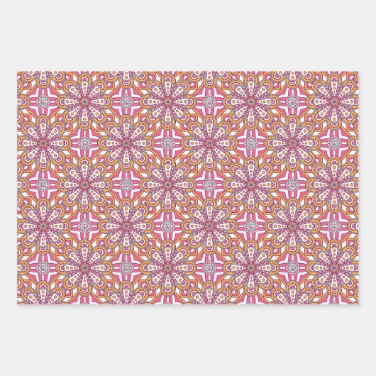 Roze en gele cirkel Mandala Inpakpapier Vel (Voorkant 2)