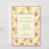 Roze en gele citroen meisjes verjaardag kaart (Voorkant)